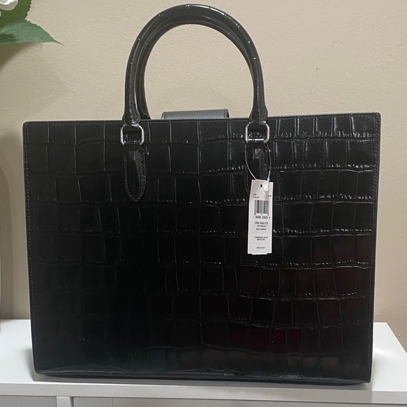 New Coach Black Maggie tote Crocodile Embossed - Picture 2 of 4